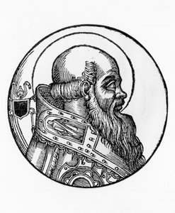 Portret Bonifacego III (zm. 607), 66. papieża Kościoła katolickiego z 607, rycina