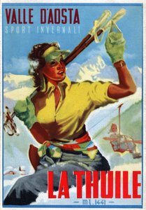 Narty w La Thuile, ok. 1950