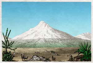 Wulkan Chimborazo z płaskowyżu Tapia w Ekwadorze. ok. 1840 (Grawerowanie) autorstwa . .