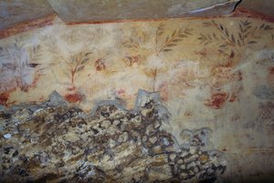 Drzewa, fresk, Grobowiec Niebieskich Demonów, Nekropolia Tarquinia (Lista Światowego Dziedzictwa UNESCO, 2004), Lacjum, Włochy, Cywilizacja Etrusków, V wiek pne (zdjęcie) autorstwa Georg Carl Heinrich Dollmann