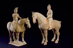 Dwóch jeźdźców, chińska, dynastia Tang (618-906) (terakota) autorstwa Hippolyte Lalaise Devéria