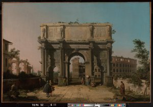 Widok na Łuk Konstantyna z Koloseum autorstwa Canaletto