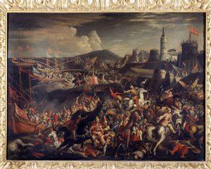 Atak Saracenów na Maltę, broniony przez joannitów w 1565 r. autorstwa Italian School