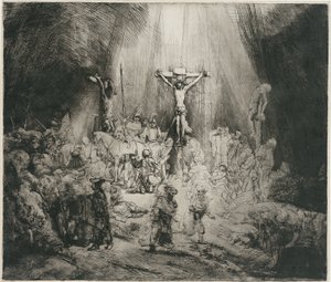 Chrystus ukrzyżowany między dwoma złodziejami (Trzy krzyże) autorstwa Rembrandt van Rijn