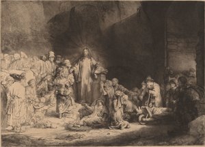 Nauczanie Chrystusa (Druk stu guldenów) autorstwa Rembrandt van Rijn