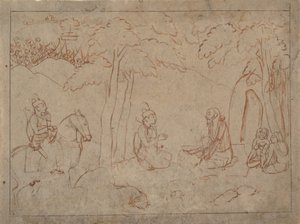 Rama i Lakszmana Odwiedź Pustelnię Ascety, ok. godz. 1775-80. autorstwa a first generation master after Nainsukh