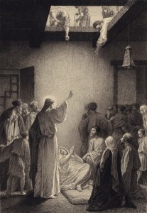 Chrystus uzdrawia człowieka dotkniętego porażeniem autorstwa after Albert Robida