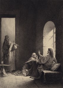 Jezus w Domu Marty i Marii autorstwa after Albert Robida