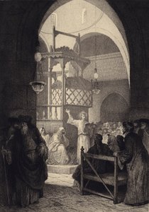 Jezus w synagodze autorstwa after Albert Robida