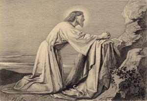 Jezus modli się autorstwa after Albert Robida
