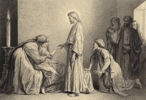 Jezus wskrzesza małe dziecko ze śmierci autorstwa after Albert Robida