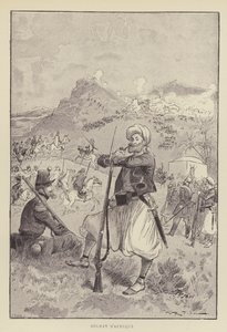 Afrykański żołnierz autorstwa after Albert Robida