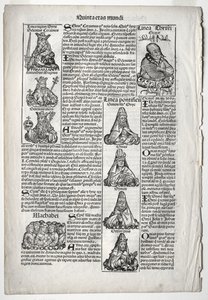 Strona genealogiczna; opublikowane w Kronice Norymberskiej przez Hartmanna Schedel autorstwa after Augustin Pajou