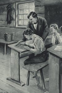 Abraham Lincoln uczy się pisać autorstwa after Charles Mills Sheldon