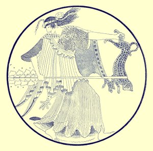 Maenad, ilustracja z greckich obrazów wazonowych autorstwa J.E. Harrisona i D.S. MacColla, opublikowana w 1894 r. (obraz ulepszony cyfrowo) autorstwa after English School