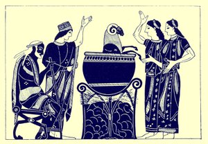Medea Boiling the Ram, ilustracja z greckich obrazów wazonowych autorstwa J. E. Harrisona i D. S. MacColla, opublikowana w 1894 r. (obraz ulepszony cyfrowo)
