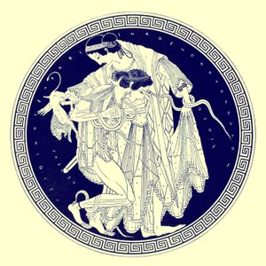 Peleus and Thetis, ilustracja z greckich obrazów wazonowych autorstwa JE Harrisona i DS MacColla, opublikowana w 1894 r. (obraz ulepszony cyfrowo)