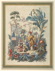 Płyta 7 zestawu chińskich scen rodzajowych autorstwa after Francois Boucher