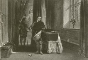 Cromwell oglądający ciało Karola I. Cień przesunął się po jego czole autorstwa after George Cattermole
