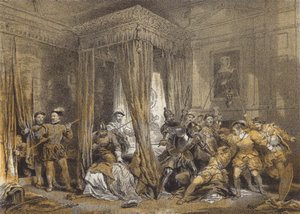 Sypialnia Queen Marys, Holyrood (chromolitho)