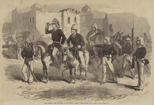 Generał i jego sztab na pikiecie do meczetu przed Delhi autorstwa after George Francklin Atkinson