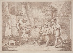 Chiron uczy geografii Achillesa autorstwa after Giovanni Benedetto Castiglione Gaetano Zompini