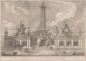 Seconda Macchina dla Chin z 1758 r.: Porcelanowa wieża Nanjing autorstwa after Giuseppe Palazzi attritbuted to Giuseppe Pozzi after Paolo Posi