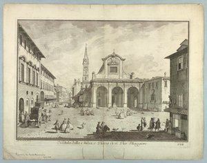 Widok Florencji, tablica z "Wybór XXIV Widoki na główne dzielnice, place, kościoły i pałace miasta Florencji"