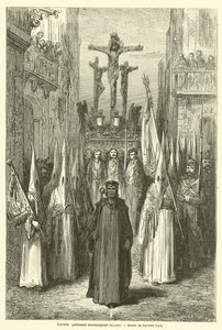 Bractwa (pokutnicy) towarzyszące stopniowi autorstwa Gustave after Dore