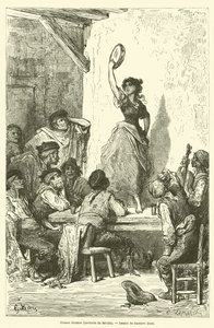 Tańcząca Gitana, niedaleko Sewilli autorstwa Gustave after Dore