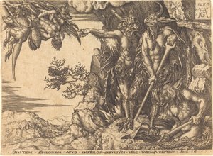 Bogacz unoszony przez diabła autorstwa after Heinrich Aldegrever