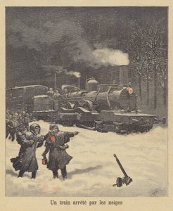 Pociąg zatrzymał się przy śniegu autorstwa after Henri Meyer