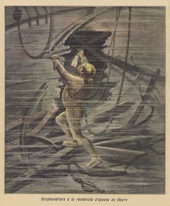 Nurkowie szukający wraku w Le Havre autorstwa after Henri Meyer