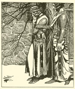 Sir Kay przerywa medytacje Sir Percivala autorstwa after Howard Pyle