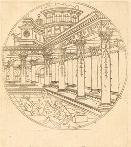 Trzy postacie w galerii autorstwa after Jean de Gourmont I