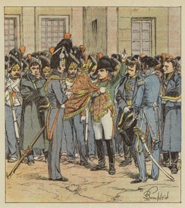 Pożegnanie Napoleona z jego gwardią w Fontainebleau autorstwa after Louis Charles Bombled