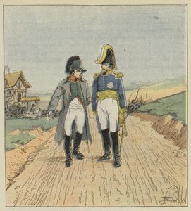 Idąc na wyspę Elba, Napoleon spotyka Augereau autorstwa after Louis Charles Bombled