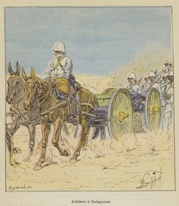 Artyleria na Madagaskarze autorstwa after Louis Charles Bombled