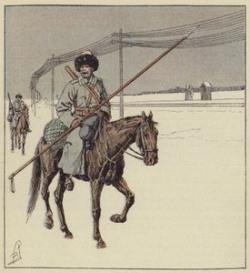 Kozacy amurscy strzegący Kolei Transsyberyjskiej autorstwa after Louis Charles Bombled