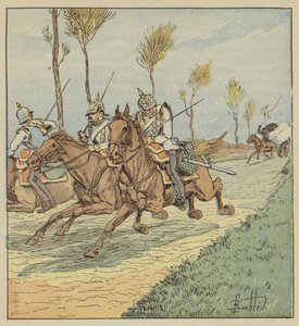 Pruscy kirasjerzy ścigani przez franc-tireurów autorstwa after Louis Charles Bombled