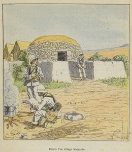 Wejście do wioski Madagaskaru autorstwa after Louis Charles Bombled