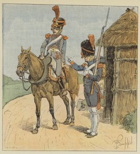 Gwardia cesarska, artyleria piesza i pociąg artyleryjski autorstwa after Louis Charles Bombled