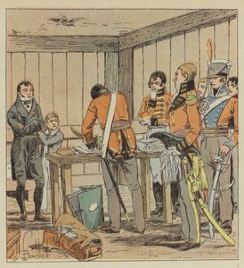 Hudson-Lowe przeszukuje papiery Las-Cases autorstwa after Louis Charles Bombled