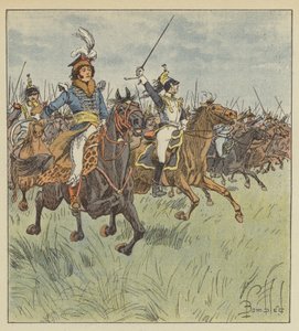 Nigdy nie widzieliśmy na czele kawalerii kogoś tak błyskotliwego, odważniejszego, bardziej zdeterminowanego. autorstwa after Louis Charles Bombled