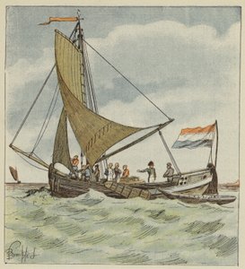Cesarz przekazuje łódź holenderskiemu pilotowi autorstwa after Louis Charles Bombled