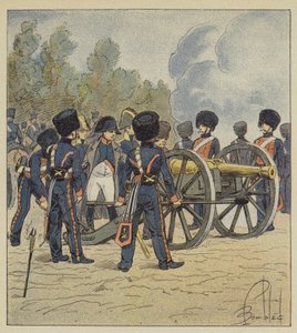 Cesarz sam wskazuje kawałki gwardii w Montereau autorstwa after Louis Charles Bombled