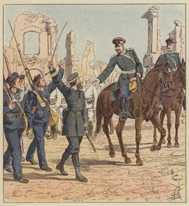 Kapitan de Marolles i generał Stessel autorstwa after Louis Charles Bombled