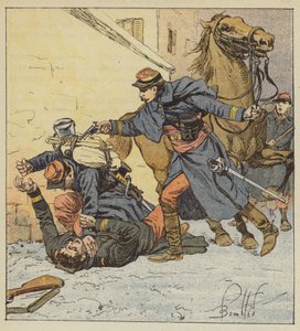 Pułkownik Choppin-Merey zabija niesfornego żołnierza autorstwa after Louis Charles Bombled