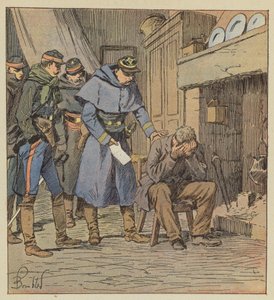 Komandor Safflet wręcza farmerowi Blanchetowi bon na 875 franków w kasie ciała autorstwa after Louis Charles Bombled