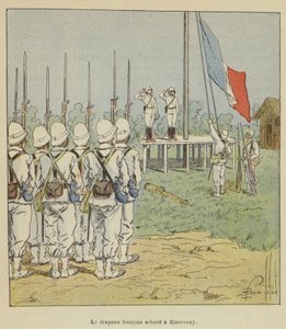 Francuska flaga podniesiona w Marovoay autorstwa after Louis Charles Bombled